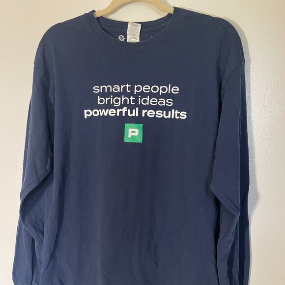 L Custom Ink Blue Long Sleeve Men's T-shirt - Picture 1 of 6